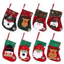 8шт тканевые рождественские чулки наборы, маленькая подвеска в виде елки, для украшения сезона семейных праздников, разнообразные, разноцветные, 163x120 мм