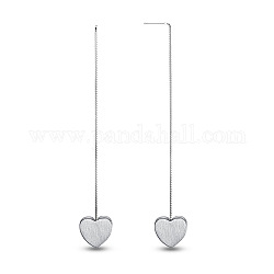 Shegrace fashion 925 corazón de alambre de plata esterlina cuelga hilos de oreja, plata, 90mm, pin: 0.7 mm