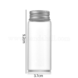 Bottiglie di vetro trasparente contenitori di perline, tubi per la conservazione delle perle con tappo a vite e tappo in alluminio, colonna, argento, 3.7x9cm, capacità: 70 ml (2.37 fl. oz)