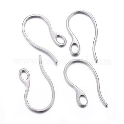 304 Stainless Steel Earring Hooks, with Horizontal Loop, Stainless Steel Color, 22x11.5x1mm, Hole: 3x2mm, 21 Gauge, Pin: 0.7~1mm