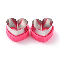 430 Stainless Steel Heart Shaped Cookie Candy Food Cutters Molds, with PP Plastic Findings, for DIY Biscuit Baking Tool, Stainless Steel Color, 49x57x39mm, Inner Diameter: 34x50mm