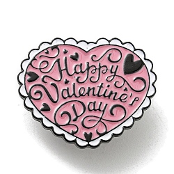Alfileres esmaltados del día de San Valentín, divisa, Broche de aleación negra para ropa mochila., corazón, 25x30.5x1.5mm