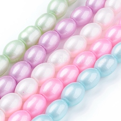 Spray Painted Transparent Glass Bead Strands, Oval, Mixed Color, 11x8x8mm, Hole: 2mm, 31.5 inch