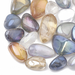 Perle di cristallo di quarzo naturale placcatura sotto vuoto, pietra burrattata, Senza Buco / undrilled, pepite, colore misto, 15~35x9~25x6~25mm, su 130 pc / 1000 g.