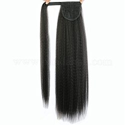 Длинные прямые волосы хвост наращивание волос волшебная паста, жаропрочный высокая температура, обернуть вокруг хвоста синтетический парик, для чернокожих женщин, чёрные, 24 дюйм