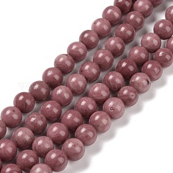 Brins de perles de rhodonite naturelle de grade A, ronde, 8mm, Trou: 1.2mm, Environ 45 pcs/chapelet, 14.96'' (38 cm)