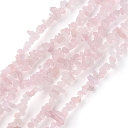 Granos naturales de abalorios de cuarzo rosa, chip, 1.5~4.5x3~13x2.5~8mm, agujero: 0.6 mm, 30.94~31.97 pulgada (78.6~81.2 cm)