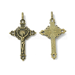Pendentifs en alliage, cadmium, sans nickel et sans plomb, pendentif croix de crucifix, couleur de bronze antique, 50x28x3mm, Trou: 3mm