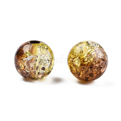 Perles en acrylique transparentes craquelées, ronde, Sienna, 8x7.5mm, Trou: 1.8mm, environ 1700pc / 500g