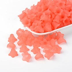 Transparent Acrylic Beads, Frosted, Flower, Coral, 17.5x12mm, Hole: 1.5mm, about 770pcs/500g
