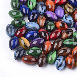 Abalorios de acrílico, estilo de imitación de piedras preciosas, oval, color mezclado, 20x13mm, agujero: 2 mm, aproximamente 260 unidades / 500 g