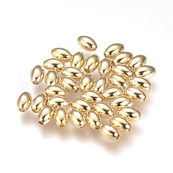 Perline di distanziatore in ottone, ovale, nichel libero, vero placcato oro 18k, 6x4mm, Foro: 1 mm