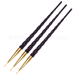 Ручки рисования линии искусства ногтя, с пластиковой ручкой, чёрные, 175~185x8 мм, 3 шт / комплект