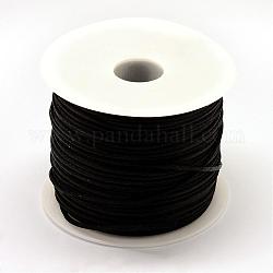 Filo nylon, cordoncino di raso rattail, nero, 1.5mm, circa 100 yard / roll (300 piedi / roll)