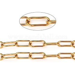 Revestimiento iónico (ip) 304 cadenas de clips de acero inoxidable, cadenas portacables alargadas estiradas, con carrete, unweled, dorado, 17x7x1.5mm, aproximadamente 16.4 pie (5 m) / rollo
