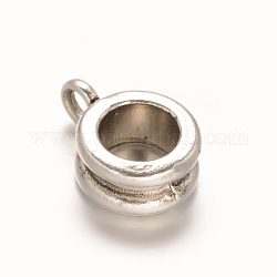 Bügel aus Legierungsrohr im tibetischen Stil, Schleifenbügel, Rondell bail Perlen, Bleifrei und cadmium frei, Antik Silber Farbe, 12x8x4 mm, Bohrung: 2 mm, Innendurchmesser: 5 mm