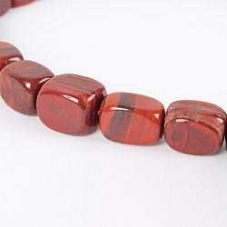 Natural Red Jasper Beads Strands, Cuboid, 15x11x11mm, Hole: 1mm, about 26pcs/strand, 15.35inch