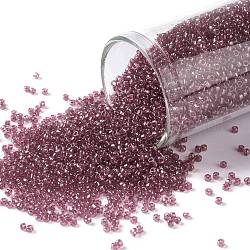 TOHO Round Seed Beads, Japanese Seed Beads, (356) Inside Color Light Amethyst/Fuscia Lined, 15/0, 1.5mm, Hole: 0.7mm, about 15000pcs/50g
