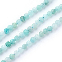 Chapelets de perles en amazonite naturelle, facette, ronde, 3~3.5mm, Trou: 0.5mm, Environ 115~130 pcs/chapelet, 14.5~16.1 pouce (37~41 cm)