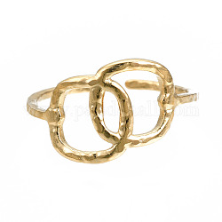 304 ineinandergreifender ovaler offener Manschettenring aus Edelstahl, hohler stämmiger Ring für Frauen, golden, uns Größe 6 3/4 (17.1mm)