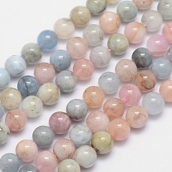 Morganite naturales hebras de perlas redondo, 8mm, agujero: 1 mm, aproximamente 47 pcs / cadena, 15.5 pulgada
