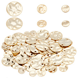 Amuletos de conector de latón pandahall elite 90pcs 3 estilos, plano y redondo, girar los enlaces redondos, real 24k chapado en oro, 6~12x0.8~1mm, agujero: 0.8~1.4 mm, 30 piezas / style