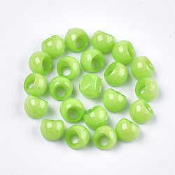 Opaque comme des breloques en plastique, perles suzumaru, ronde, pelouse verte, 10x9.5x9mm, Trou: 4mm, environ 1600 pcs/500 g