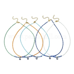 Bunte Malerei Böse Augen Anhänger-Halskette mit Glasperlenketten für Frauen, Mischfarbe, 15.94 Zoll (40.5 cm)