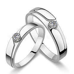 Messing klarer kubik zirkonia verstellbare paar ringe, zur Hochzeit mit Frauen, Transparent, Platin Farbe, uns Größe 7 1/4 (17.5mm)