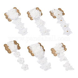 Fashewelry6ヤード6スタイルオーガンジーレーストリム  花とフラット  ホワイト  1ヤード/スタイル