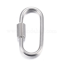304 Stainless Steel Screw Carabiner Lock Charms, for Necklaces Making, Oval, Stainless Steel Color, 21x11x4mm, Screw: 7x4mm