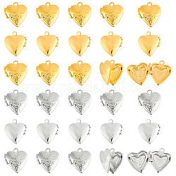 Nbeads 40pcs 2 цвета латунные подвески-медальоны, фото подвески рамка для ожерелья, сердце, платиной и золотом, 15.2x13.2x4.6 мм, отверстие : 1.6 мм, внутренней меры: 6.3x8 мм, 20 шт / цвет
