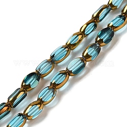 Placcare trasparente perle di vetro fili, sfaccettato ovale, ciano, 7x4.5x3.5mm, Foro: 1 mm, circa 50pcs/filo, 12.99'' (33 cm)