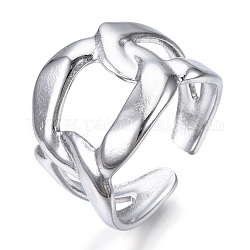 304 anello di polsino aperto a forma di catena di barbazzali in acciaio inossidabile per le donne, colore acciaio inossidabile, misura degli stati uniti 6 1/2 (16.9mm)