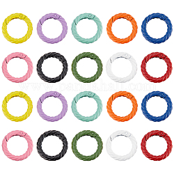 PandaHall Elite 20Pcs 10 Colors Zinc Alloy Spring Gate Rings, Twisted Round Ring, Mixed Color, 28.5x5mm, 2pcs/color