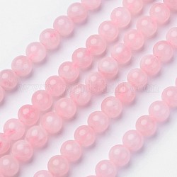 Natürlichen Rosenquarz Perlen Stränge, Klasse ab, Runde, 8 mm, Bohrung: 1 mm, ca. 49 Stk. / Strang, 15.7 Zoll