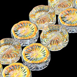 AB-farbig plattierte transparente Perlenstränge aus galvanisiertem Glas, Blume, klar ab, 14x14.5x5.5 mm, Bohrung: 1.2 mm, ca. 45 Stk. / Strang, 25.83 Zoll (65.6 cm)