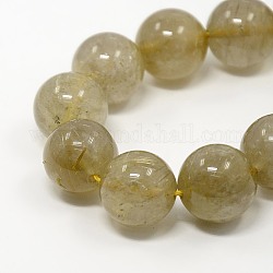 Natural Gold Rutilated Quartz Beads Strands, Round, Tan, 8mm, Hole: 1mm, about 24pcs/strand, 7.5inch