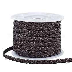PandaHall Elite 10M Flat Braided PU Cord, for Necklace & Bracelet Making Accessories,  with 1pc Plastic Spools, Coconut Brown, 5x2mm
