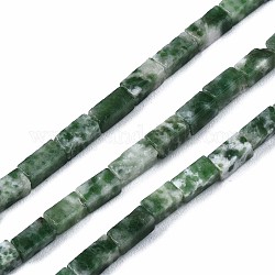 Fili di perle di diaspro spot verde naturale, cuboide, 4~5x2x2mm, Foro: 0.8 mm, circa 82~84pcs/filo, 14.76~15.15 pollice (37.5~38.5 cm)