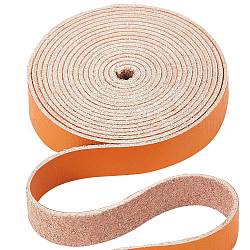 Cordón plano de microfibra imitación cuero, Accesorios de la ropa, naranja, 12.5x1.5mm, alrededor de 2.19 yarda (2 m) / rollo