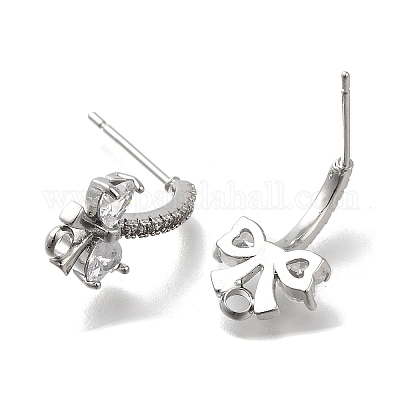 Фурнитура для сережек-гвоздиков из латуни с кубическим цирконием KK-Q048-24P-1