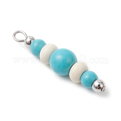 Круглые рондельные бусины из окрашенной синтетической бирюзы PALLOY-JF03988-02-1