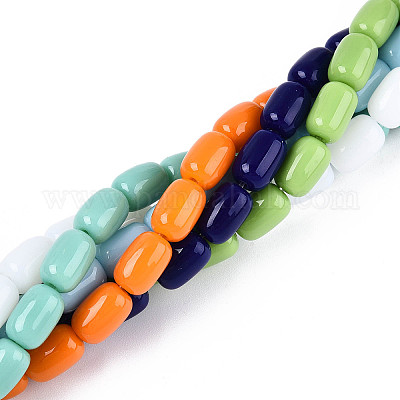 Непрозрачные сплошные цветные стеклянные бусины GLAA-N058-6x9mm-B01-1