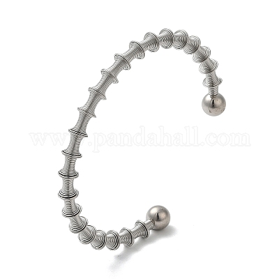 Открытый браслет-манжета из нержавеющей стали 304 BJEW-D021-01A-P-1