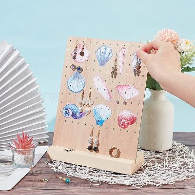 Океан их печатные деревянные стенды для сережек EDIS-WH0006-51-1
