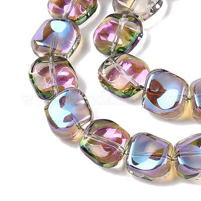 Стеклянные бусины с гальваническим покрытием  EGLA-N012-07S-1