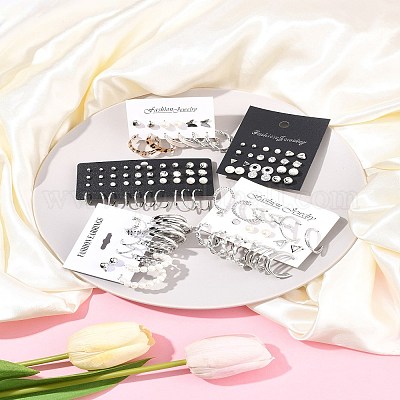 5 комплект из 5-х цветных комплектов серег-колец из сплава EJEW-FS0001-23B-1