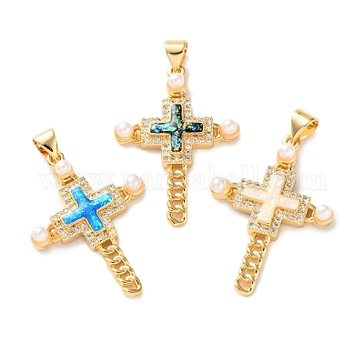 Латунные микропаве прозрачные кубические циркониевые подвески KK-S048-02G-1