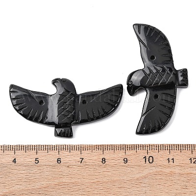 Натуральный обсидиан резные большие подвески G-A288-01G-1